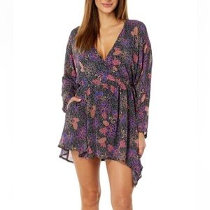 Free People Teagan Colourful Lightweight Flowy Mini Dress Pockets Size XS Small